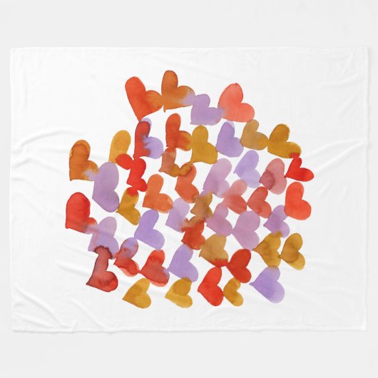 Waterverf smeltende harten - retro fleece deken (Voorkant (Horizontaal))