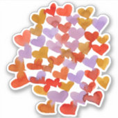 Waterverf smeltende harten - retro palet sticker (Voorkant)