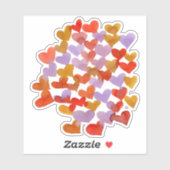 Waterverf smeltende harten - retro palet sticker (Vel)