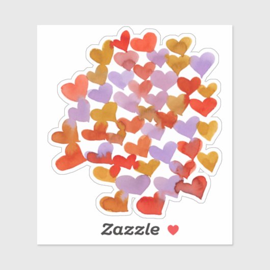 Waterverf smeltende harten - retro palet sticker (Vel)