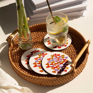 Waterverf smeltende harten - retro ronde kartonnen onderzetter