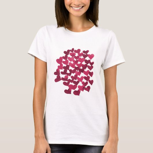 Waterverf smeltende harten - viva magenta t-shirt (Voorkant)