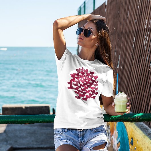 Waterverf smeltende harten - viva magenta t-shirt