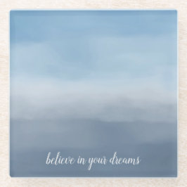 Waterverf Smoky Blue Ombre Glazen Onderzetter