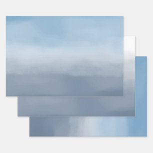 Waterverf Smoky Blue Ombre Inpakpapier Vel