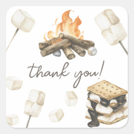 Waterverf S'more Baby Shower Bedankt Vierkante Sticker