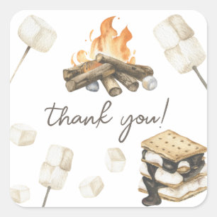 Waterverf S'more Baby shower Dank u Vierkante Sticker