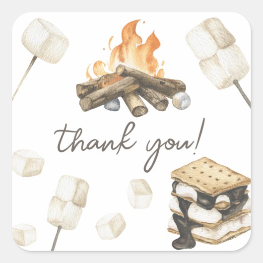 Waterverf S'more Baby shower Dank u Vierkante Sticker (Voorkant)