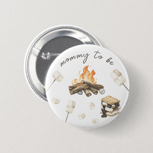 Waterverf S'more Baby shower - Mama to be Ronde Button 5,7 Cm (Voorkant /achterkant)