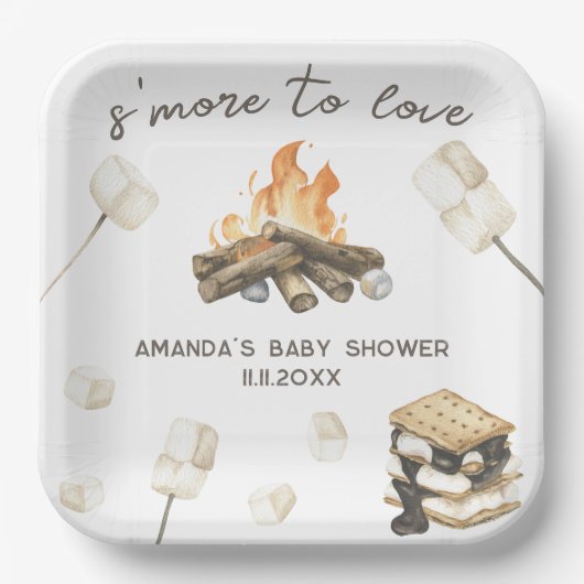 Waterverf S'more Baby shower Papieren Bordje (Voorkant)