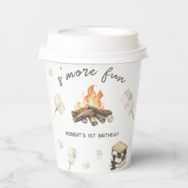 Waterverf S'more Fun kampvuur 1e verjaardag Papieren Bekers