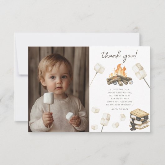 Waterverf S'more Fun Verjaardag Dank u Bedankkaart (Voorkant)