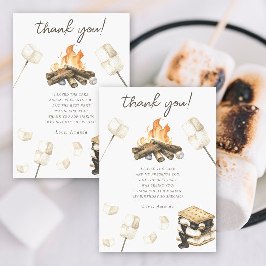 Waterverf S'more Fun Verjaardag Dank u Bedankkaart