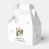 Waterverf S'more kampvuur 1e verjaardag Bedankdoosjes (Achterkant)
