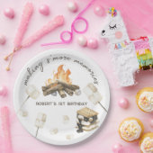 Waterverf S'more kampvuur 1e verjaardag Papieren Bordje (Feest)
