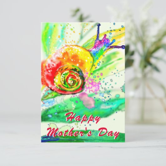Waterverf Snail Moederdag Kaart (Staand voorkant)