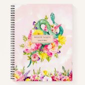 Waterverf Snake & Floral Personalized Journal Notitieboek (Voorkant)