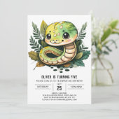 Waterverf Snake Reptiel Kids Verjaardag Kaart (Staand voorkant)