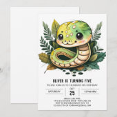 Waterverf Snake Reptiel Kids Verjaardag Kaart (Voorkant / Achterkant)