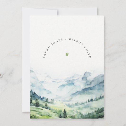 Waterverf Sneeuw Berglandschap Koppels Douche Kaart (Achterkant)