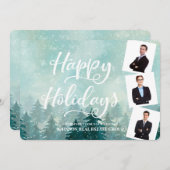 Waterverf sneeuw en pijnbomen | Gelukkig Feestdagenkaart (Voorkant / Achterkant)