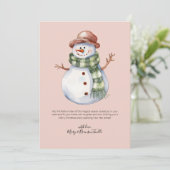 Waterverf Sneeuw Man met Sjaal Kerst Feestdagenkaart (Staand voorkant)