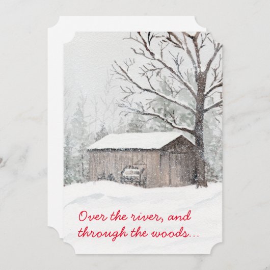 waterverf sneeuw scène kerstkaart (Voorkant / Achterkant)