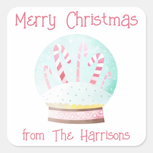 Waterverf Sneeuw Wereldbol kerstcadeautjes Vierkante Sticker (Voorkant)