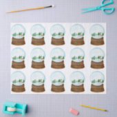 Waterverf sneeuw Wereldbol met stamkap en bomen Tissuepapier (Craft)