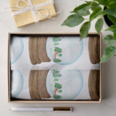 Waterverf sneeuw Wereldbol met stamkap en bomen Tissuepapier (Geschenk)