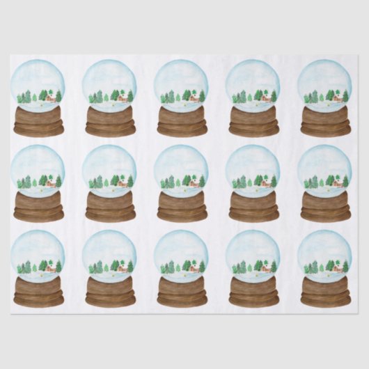 Waterverf sneeuw Wereldbol met stamkap en bomen Tissuepapier (Voorkant)