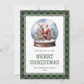 Waterverf Sneeuw Wereldbol Santa Vrolijk Kerstfees Feestdagenkaart (Voorkant)