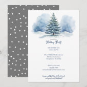 Waterverf sneeuwbedekte Evergreen Holiday Party Feestdagenkaart (Voorkant / Achterkant)