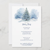 Waterverf sneeuwbedekte Evergreen Holiday Party Feestdagenkaart (Voorkant)