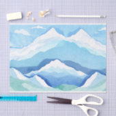 Waterverf sneeuwbergen Natuur illustratie Tissuepapier (Craft)