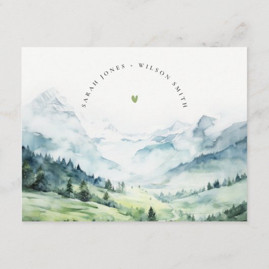 Waterverf Sneeuwberglandschap Trouwgegevens Informatiekaartje (Achterkant)