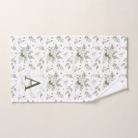 Waterverf Sneeuwbes witte ceder tak kerst Bad Handdoek (Handdoek)