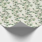 Waterverf Sneeuwbessen met groene bladeren Cadeaupapier (Hoek)