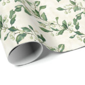 Waterverf Sneeuwbessen met groene bladeren Cadeaupapier (Rol Hoek)