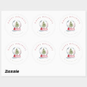 Waterverf Sneeuwbol Kerstmis Ronde Sticker (Vel)