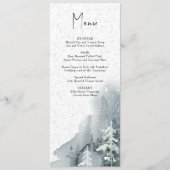 Waterverf Sneeuwbos Dusty Blue Winter Weddenschap  Menu (Voorkant)