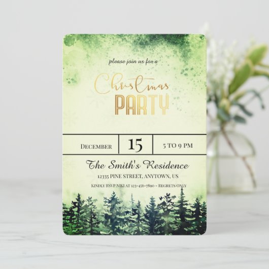 Waterverf Sneeuwdennenbos Kaart (Staand voorkant)