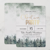 Waterverf Sneeuwdennenbos Kerstmis Kaart (Voorkant / Achterkant)