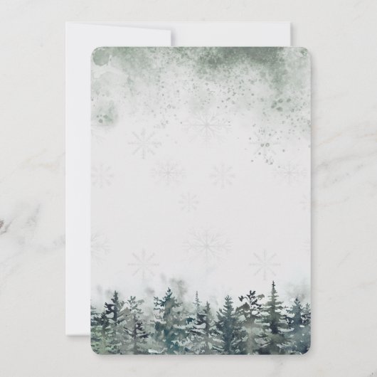 Waterverf Sneeuwdennenbos Kerstmis Kaart (Achterkant)