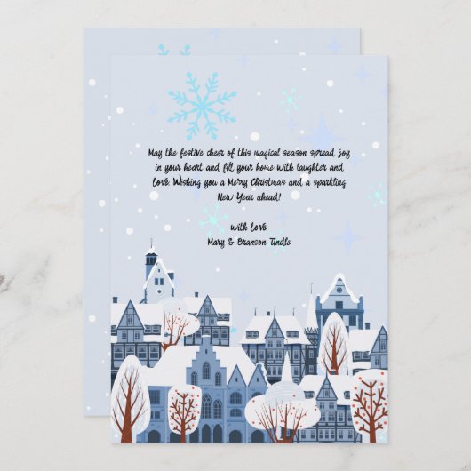 Waterverf Sneeuwdorp Winterlandschap Feestdagenkaart (Voorkant / Achterkant)