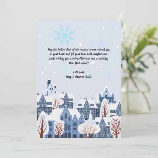 Waterverf Sneeuwdorp Winterlandschap Feestdagenkaart (Staand voorkant)