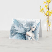 Waterverf sneeuwfee "Happy Birthday!" groet Kaart (Gele Bloem)