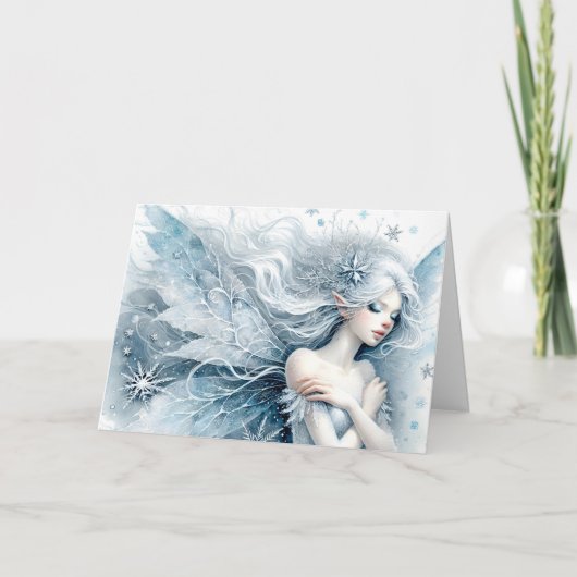 Waterverf sneeuwfee "Happy Birthday!" groet Kaart (Voorkant)