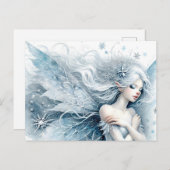 Waterverf sneeuwfee in sneeuwval briefkaart (Voorkant / Achterkant)