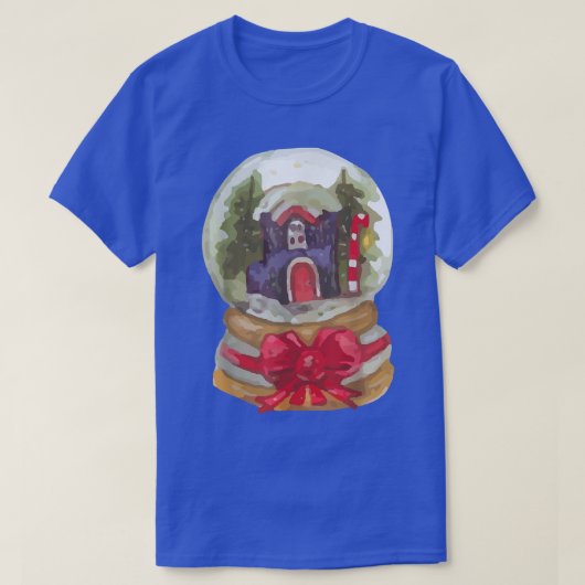 Waterverf Sneeuwkerstboomverlichting Wereldbol T-shirt (Design voorkant)